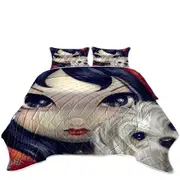 Faces of Faery #41 Girl with Adorable Maltese Dog Coverlet
