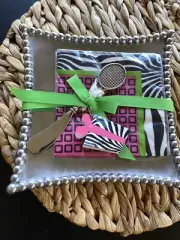 Mudpie DH Silver Napkin Tray & Tennis Racket Spreader Set Platter