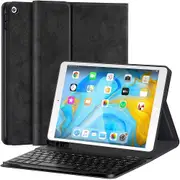 iPad 7th Gen Generation 10.2 Inch 2019 Bluetooth Keyboard Case Cover, Lightweight Protective Slim Folio Leather Smart Sleep Awake Cover Case with Detachable Wireless Bluetooth Keyboard (Black)