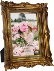5x7 Vintage Style Bronze Picture Frame - Ornate Antique Motif Picture Frame