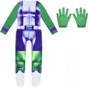 SUPER HERO Kids Costume Jumpsuit with Green Gloves SIZE XL 14-16