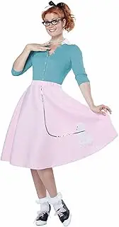 1950s Pink Sock Hops Hairspray Rock Roll Retro Womens Costume Poodle Skirt S