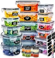 [fullstar] 50-Piece Plastic Food Storage Containers with Lids (24 Containers & 24 Lids) - Leakproof, BPA-Free, Meal Prep Containers, Reusable Lunch Storage Set for Kitchen Organization (Pack of 50)