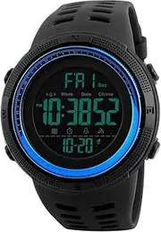 [SKMEI] Men’s Digital Sports Military Watch LED Display Waterproof Dustproof Auto Date Alarm - Blue