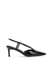 Dreamer Slingback Kitten Heels - Black Patent Leather