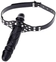 Bondage Kinky Sex Slave Game Double Head Realistic Penis Gag Adjustable open mouth gag