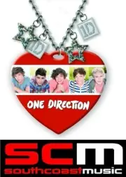 ONE DIRECTION 1D OFFICIAL MERCHANDISE* 32" HEART NECKLACE 5 HEAD SHOTS pendant