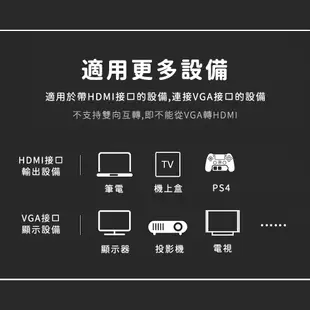 【JHS】HDMI轉VGA 轉接頭 筆電 投影機轉接線 hdmi vga hdmi轉接頭 不帶音頻