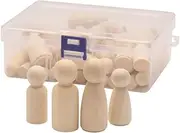 HAWILLOSCH Natural Wood 50pcs Painting Doll Toys Unfinished Wooden Puppets for Boys and Girls Art Craft Boys Girls DIY Craft Set