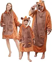 [MYLOVEZYJ] Oversized Wearable Blanket Hoodie, Long Sherpa Fleece Hooded Blanket for Adult Women Men and Children