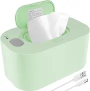 Baby Wipe Warmer Thermostat Baby Wipe Heater Even Heating Baby Wet Wipes Dispenser Portable Wet Wipes Warmer Prevent Dry USB Baby Wipe Warmer Reusable for Car Home Baby Nursery (Green, 20×12×10cm)