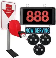 Queue Calling System Restaurant Pager Waiting Number Calling System Queue Management System Loud Speakers 3-Digit Display Call Host Display Screen Counter Caller for Restaurant/Cafe/Clinic/Bank