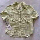 Sunday Best Eliza Top Women XXS Pear Green Gingham Linen Cottagecore
