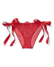 Adore Me Panty Sz XL Alana Bikini Mesh and Ribbon Side Ties Lace Straps Feminine