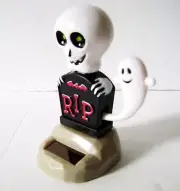 Solar Powered Dancing R.I.P. Skeleton & Ghost Bobble Head
