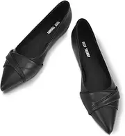 [BEST TRENDY] Sparkling Pearl Flat Shoes, Black, 8