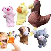 Animal Finger Puppets, Multicolor Kids Toy Set of 5, Fun Hand Puppets for Easter Basket Stuffers, Egg Fillers, Classroom Rewards, and Party Supplies 3.15 Inches