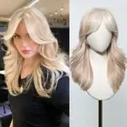 Blonde Wigs With Bangs Platinum Blonde Wigs for White Women Shoulder Length W...