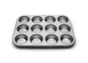 Muffin and Cupcake Baking Pan, 12 Standard Cups, Stainless Steel