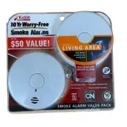 Kidde Worry Free Smoke Alarms Living Area Model P32010L 2 Pack