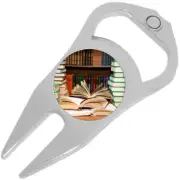 Open Books Library Golf Ball Marker Divot Repair Tool Bottle Opener