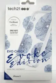 Tech21 Evo Check Evoke Edition, Pure Clear Case Cover for iPhone X - Blue