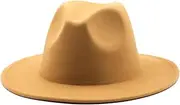 [Generic] Classical Felt Hats Unisex Wide Brim Fedora Hats Solid Caps Mens Womens Wedding Church Jazz Hats