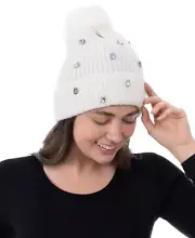 I.N.C. International Concepts Embellished Beanie Women's One Size Ivory