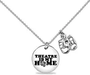[BEKECH] Drama Necklace Theater Gift Theatre is My Home Necklace Comedy Tragedy Masks Gifts for Drama Students Actress Gift