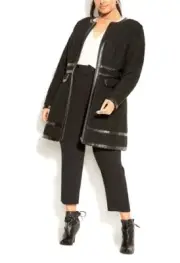 CITY CHIC Winter Escape Coat in Black Plus Size Medium / 18 NWT [RRP $219.95]
