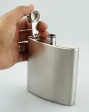 Flask & Funnel Hip Pocket Decanter Canteen 6oz Stainless Steel Liquor Alcohol