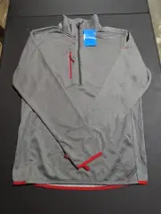 NWT MEN'S COLUMBIA 1/2 ZIP PULLOVER, SIZE: M, COLOR: GRAY HEATHER/RED (M3)