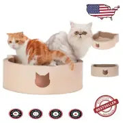 Large Cat-Headed Scratcher Bed - Reversible Cardboard Lounge for Indoor Cats