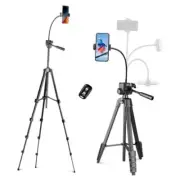 Phone Tripod, 82" Tripod for iPhone with Flexible Gooseneck, Wireless 82in
