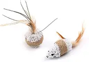 Toddmomy 4pcs Plush Mouse Interactive Tail Mice Ball for Cats Engaging Play Props to Keep Cats Happy and Entertained Includes and Balls
