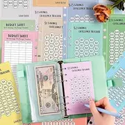 48 Sheets 100 Envelopes Money Saving Challenge Binder Trackers,6 Ring A6 Binders Savings Challenge Trackers Cards for Budget Planner,Savings Challenge Multiple Budget Sheets for Cash Stuffing Binder