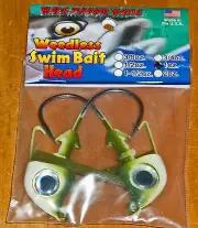 Blade-Runner Weedless Tri Head w/Eyes 1 oz Baby Bass 2 pk.