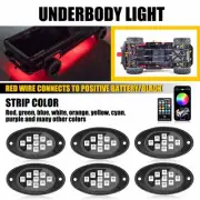6X RGB Rock LED Light Kit Underbody Underglow Neon Lamp Bluetooth Control Music