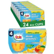 Fruit Bowls Diced Peaches in 100% Fruit Juice Snacks 4oz 24 Total Cups Gluten...