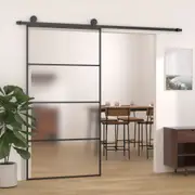 Sliding Door Sliding Barn Door System Aluminium and ESG Glass Black vidaXL