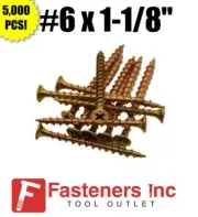 INTERCORP 611CY #6 X 1-1/8" Drywall / Deck Screws Yellow Zinc 5,000 BOX