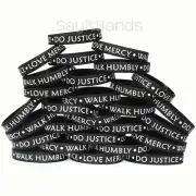 50 of Do Justice Love Mercy Walk Humbly Wristbands Micah 6:8 Silicone Bracelets