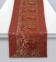 FashionShopmart Traditional Red Silk Indian Table Runner – 60 x 18 Inch Rectangular Table Cloth Decorative Center Table Cover Mat for Boho, Festive, or Everyday Home & Dining Decor