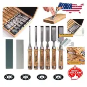 Craftsman-Approved Wood Chisel Set with 2 Stones - Precision & Versatility