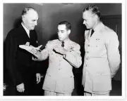 Flying Aces Eddie Rickenbacker And James Jabara With General Vandenberg Photo