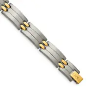 Chisel Titanium Brushed and Polished Yellow IP-Plated 8.5 inch Bracelet TBB127