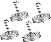 4pcs Jar Lid Pour Spout for Jars Jars Wide Mouth Nozzle Pours Regular Mouth Jar Rings Dispensing Oil Dispenser Spouts Jar Spout Silver Stainless Steel
