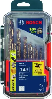 BOSCH 14-Piece Cobalt M42 Metal Drill Bit Set for Drilling Stainless Steel, Cast