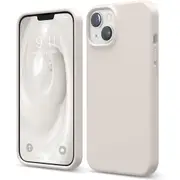 Premium Silicone Phone Case For iPhone 13 Shockproof Microfiber Lining - Beige Cream White