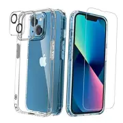 [5 in 1 Designed Case with Screen Protector[2 Pack] +Camera for iPhone 13 Clear